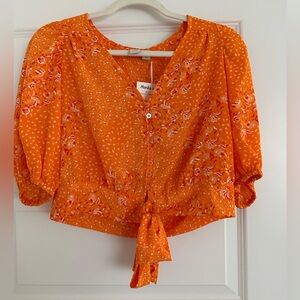 Joie Cropped Shirt With Tie NWT